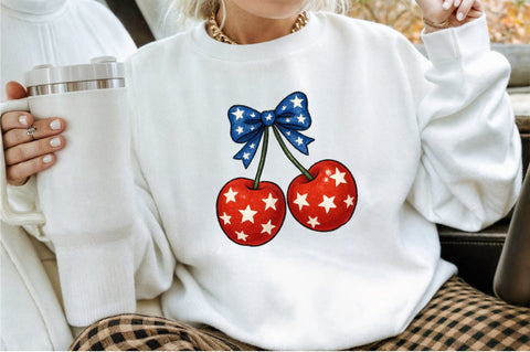 4th of July Coquette Cherry Bow Sublimation designartist 