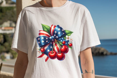 4th of July Coquette Cherry Bow Sublimation SVGArt 
