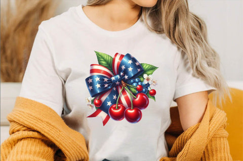 4th of July Coquette Cherry Bow Sublimation SVGArt 