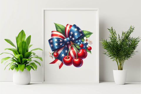 4th of July Coquette Cherry Bow Sublimation SVGArt 