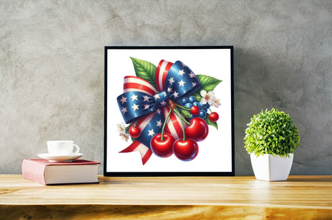 4th of July Coquette Cherry Bow Sublimation SVGArt 