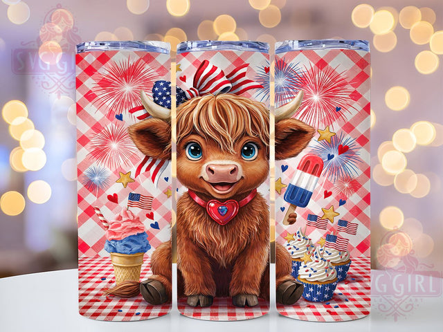 4th of July Cow 20oz Tumbler, Patriotic Cow Tumbler, Independence Day Mug, Farm Animal Cup, American Flag Cow, Rustic Barn Drinkware, Funny Farmhouse Humor, Red White Blue Design Sublimation SvggirlplusArt 