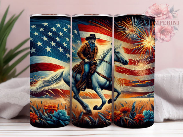 4th Of July Cowboy 20oz Tumbler Wrap PNG, Western Cowboy Tumbler Png, Straight & Tapered Tumbler Wrap, Instant Digital Download Sublimation Li Zamperini 