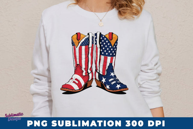 4th of July Cowboy Boots Clipart Sublimation Sublimatiz Designs 