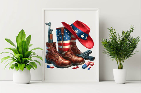 4th of July Cowgirl Boots PNG Sublimation Clipart Sublimation SVGArt 