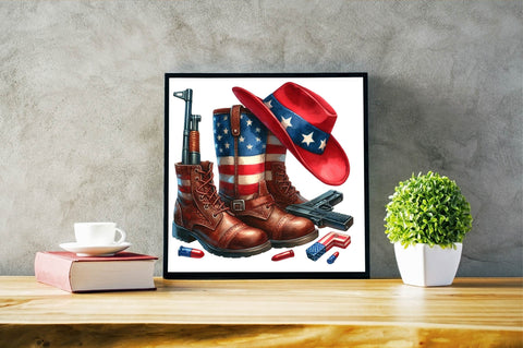 4th of July Cowgirl Boots PNG Sublimation Clipart Sublimation SVGArt 
