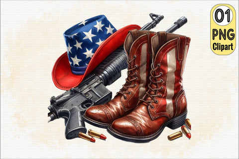 4th of July Cowgirl Boots Sublimation Clipart Sublimation SVGArt 