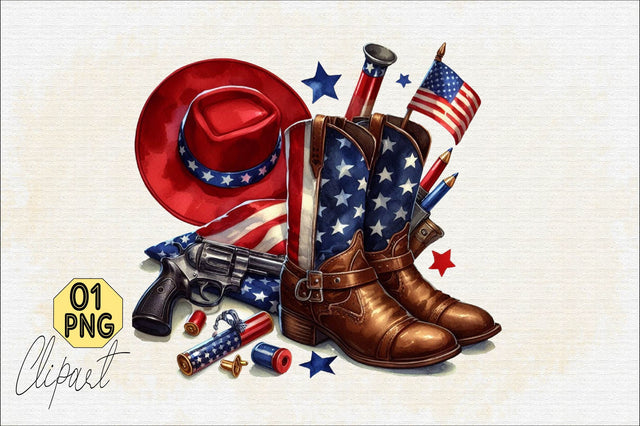 4th of July Cowgirl Boots Sublimation Clipart Sublimation SVGArt 
