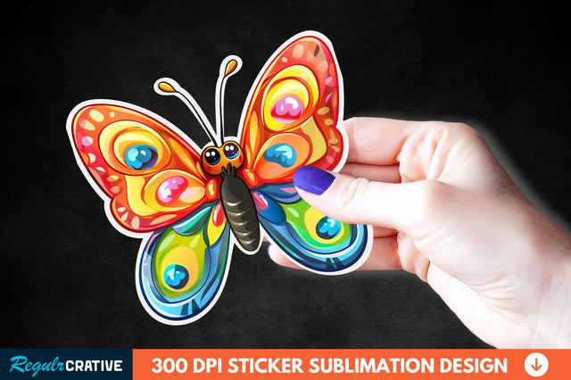 4th Of July Cute Butterfly Sticker Clipart Sublimation Regulrcrative 