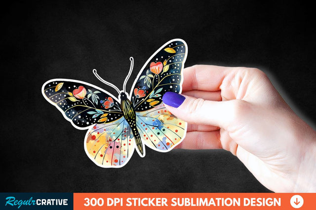 4th Of July Cute Butterfly Sticker Clipart Sublimation Regulrcrative 