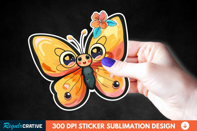 4th Of July Cute Butterfly Sticker Clipart Sublimation Regulrcrative 