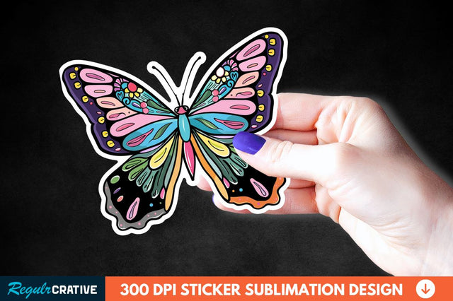 4th Of July Cute Butterfly Sticker Clipart Sublimation Regulrcrative 