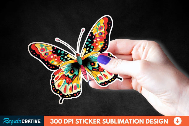 4th Of July Cute Butterfly Sticker Clipart Sublimation Regulrcrative 