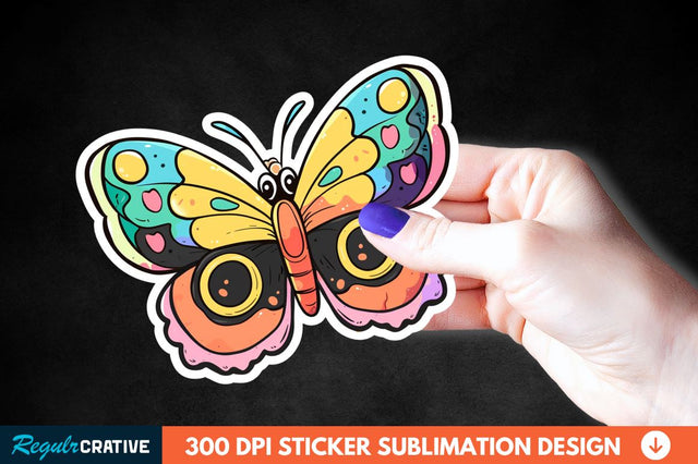 4th Of July Cute Butterfly Sticker Clipart Sublimation Regulrcrative 