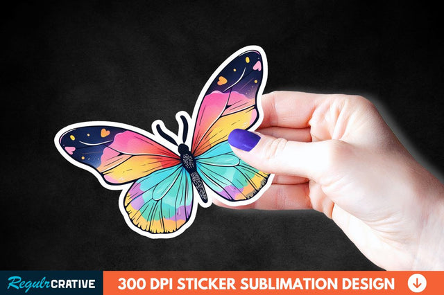 4th Of July Cute Butterfly Sticker Clipart Sublimation Regulrcrative 