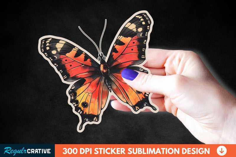 4th Of July Cute Butterfly Sticker Clipart Sublimation Regulrcrative 