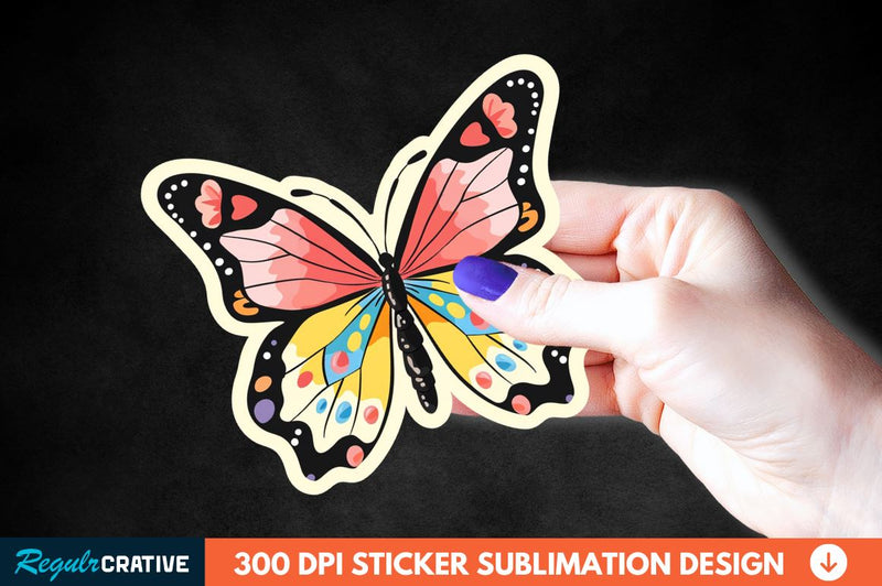 4th Of July Cute Butterfly Sticker Clipart Sublimation Regulrcrative 