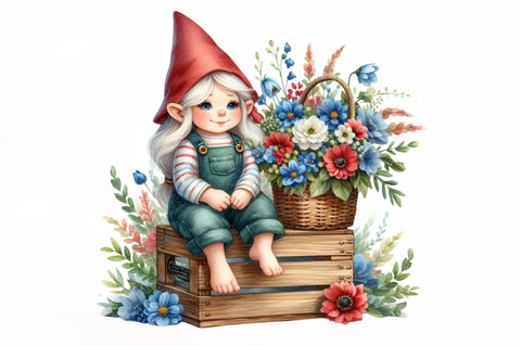 4th of July Cute Gnome Girl Clipart Sublimation SVGista 