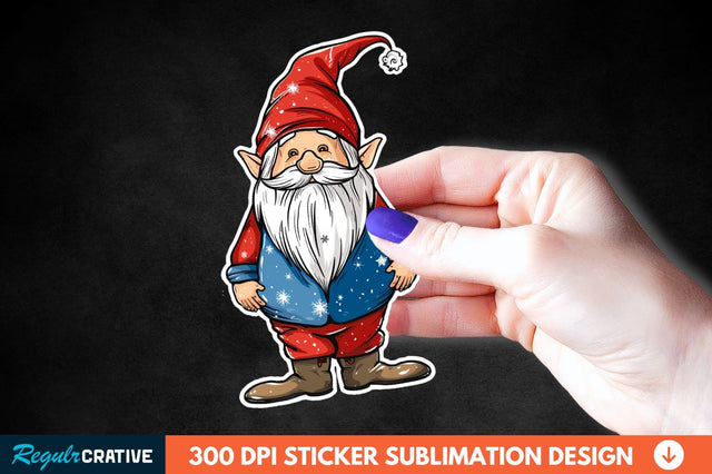 4th Of July Cute Gnome Sticker Clipart Sublimation Regulrcrative 