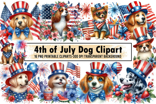 4th of July Dog Clipart Sublimation designartist 
