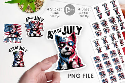 4th of July Dog Sticker Sublimation artnoy 