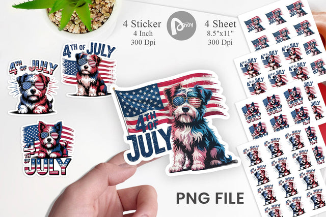 4th of July Dog Sticker Sublimation artnoy 