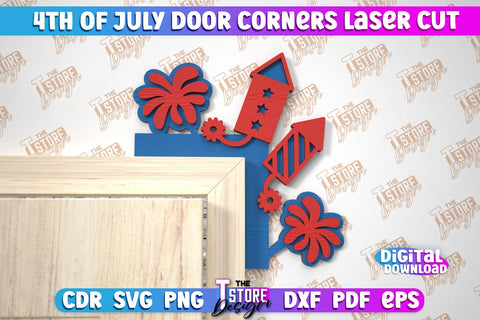 4th of July Door Corner Bundle | Patriotic Sign | Door Corners Design | CNC File SVG The T Store Design 