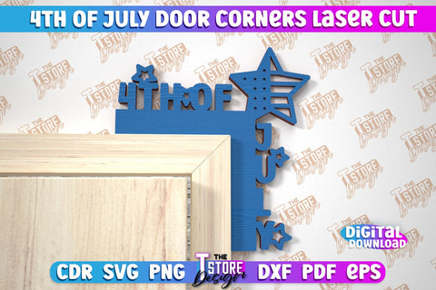 4th of July Door Corner Bundle | Patriotic Sign | Door Corners Design | CNC File SVG The T Store Design 