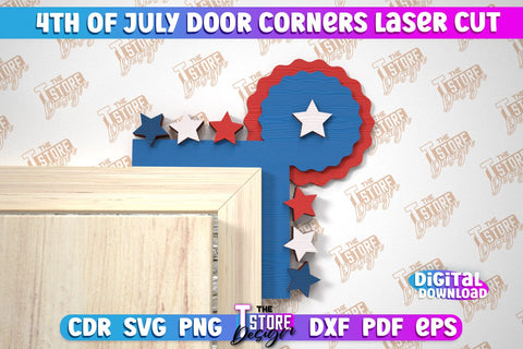 4th of July Door Corner Bundle | Patriotic Sign | Door Corners Design | CNC File SVG The T Store Design 