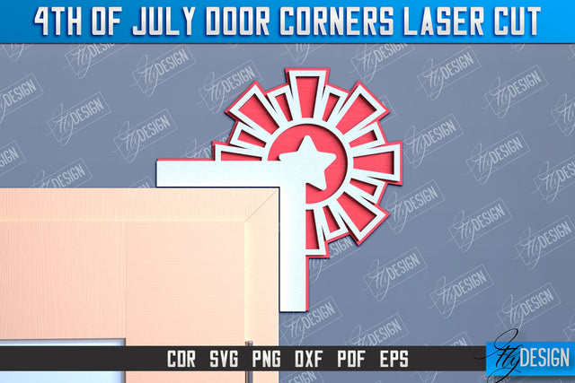 4th of July Door Corner | Patriotic Sign | Door Corners Design | CNC File SVG Fly Design 