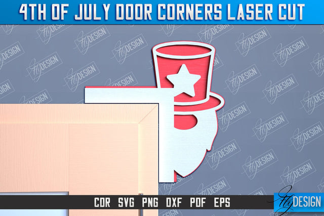 4th of July Door Corner | Patriotic Sign | Door Corners Design | CNC File SVG Fly Design 