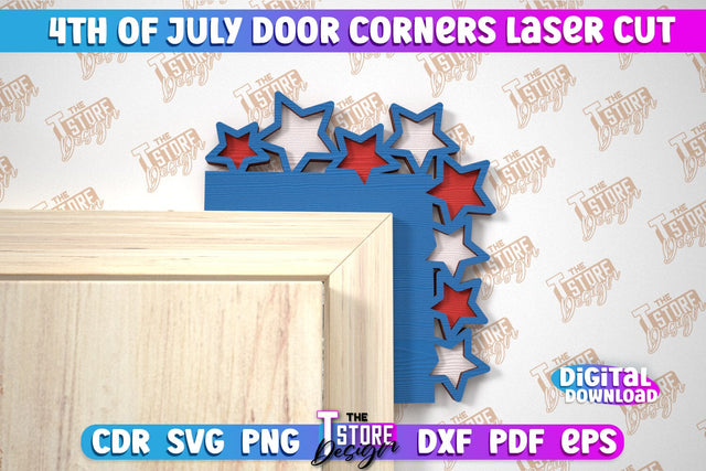 4th of July Door Corner | Patriotic Sign | Door Corners Design | CNC File SVG The T Store Design 