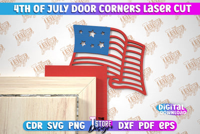 4th of July Door Corner | Patriotic Sign | Door Corners Design | CNC File SVG The T Store Design 