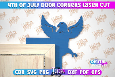 4th of July Door Corner | Patriotic Sign | Door Corners Design | CNC File SVG The T Store Design 