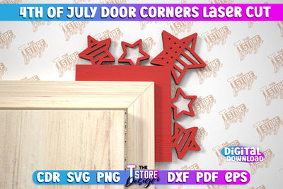 4th of July Door Corner | Patriotic Sign | Door Corners Design | CNC File SVG The T Store Design 