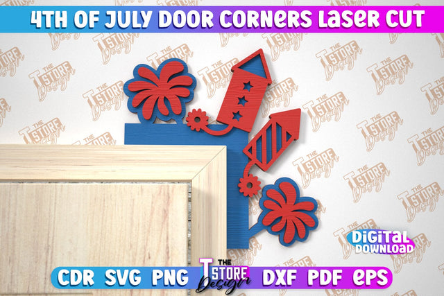 4th of July Door Corner | Patriotic Sign | Door Corners Design | CNC File SVG The T Store Design 
