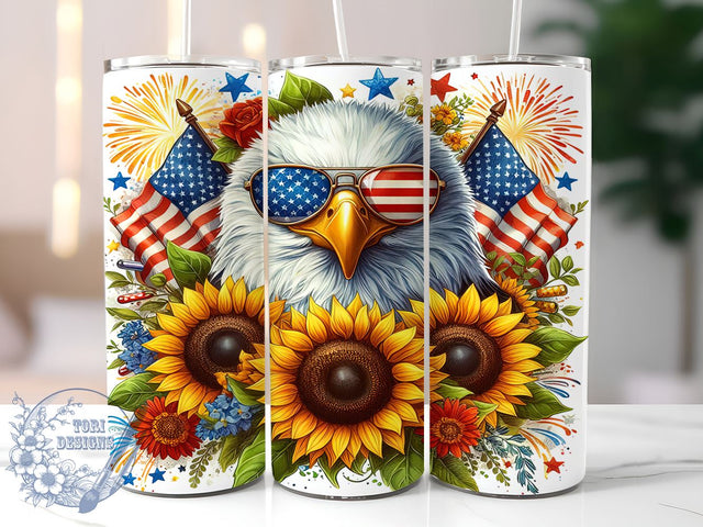 4th Of July Eagle 20oz Skinny Tumbler, Bald Eagle Patriotic Tumbler Png, Straight & Tapered Tumbler Wrap, Instant Digital Download Sublimation ToriDesigns 