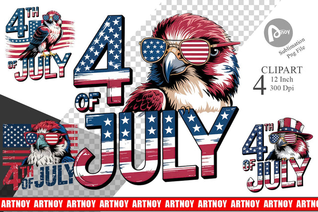 4th of July Eagle Clipart Sublimation artnoy 