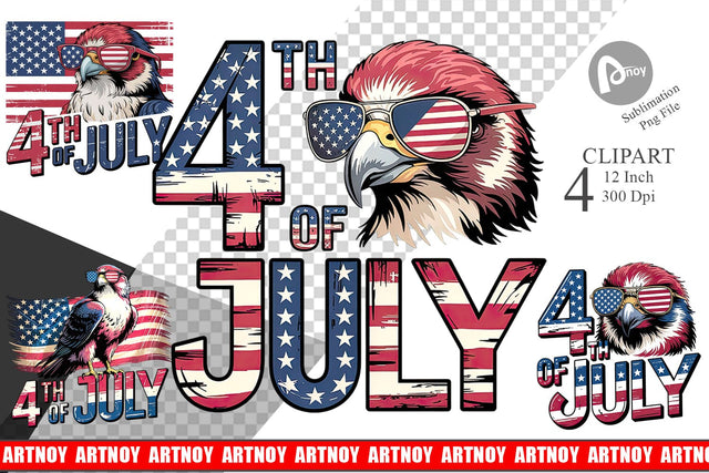 4th of July Eagle Clipart Sublimation artnoy 