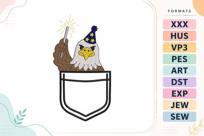4th of July Eagle Pocket Patriotic Embroidery Design Embroidery/Applique DESIGNS sg embroidery 