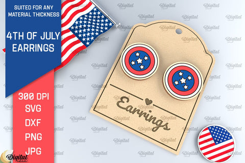 4th of July Earrings Laser Cut Bundle. Wooden Earrings SVG SVG Evgenyia Guschina 