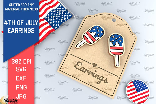 4th of July Earrings Lasercut. Independence Day Earrings SVG SVG Evgenyia Guschina 