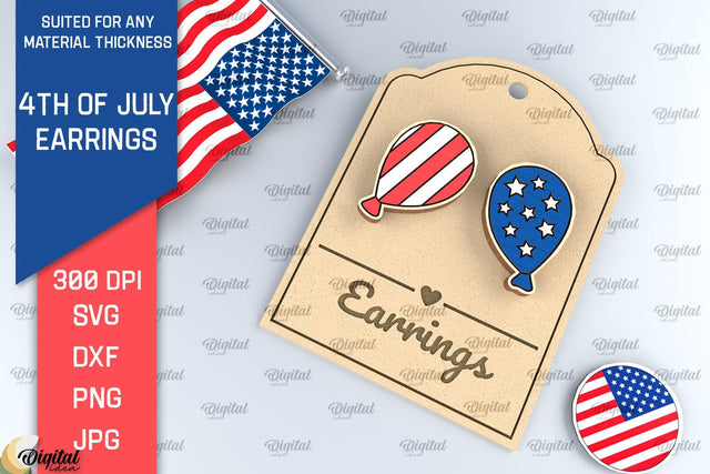 4th of July Earrings Lasercut. Independence Day Earrings SVG SVG Evgenyia Guschina 