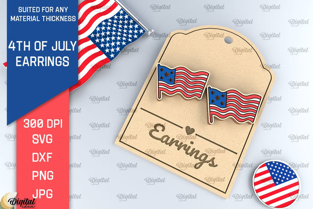 4th of July Earrings Lasercut. Independence Day Earrings SVG SVG Evgenyia Guschina 