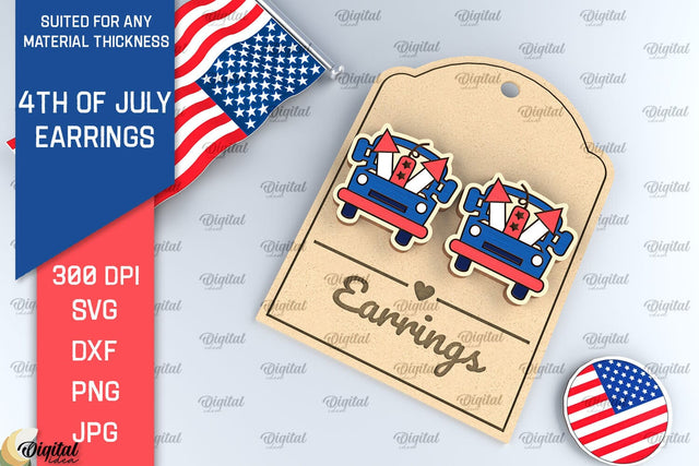 4th of July Earrings Lasercut. Independence Day Earrings SVG SVG Evgenyia Guschina 