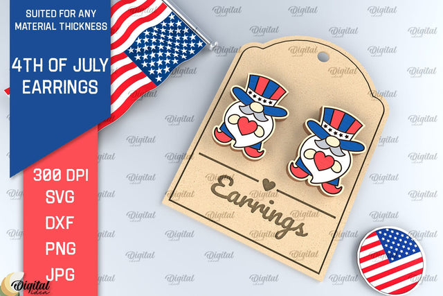 4th of July Earrings Lasercut. Independence Day Earrings SVG SVG Evgenyia Guschina 