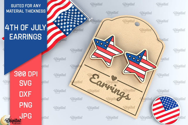 4th of July Earrings Lasercut. Independence Day Earrings SVG SVG Evgenyia Guschina 