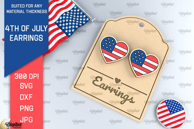 4th of July Earrings Lasercut. Independence Day Earrings SVG SVG Evgenyia Guschina 