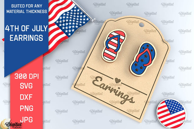 4th of July Earrings Lasercut. Independence Day Earrings SVG SVG Evgenyia Guschina 