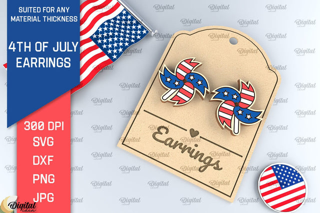 4th of July Earrings Lasercut. Independence Day Earrings SVG SVG Evgenyia Guschina 